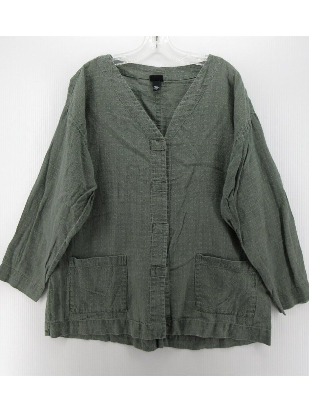 Eileen Fisher Top Small Linen Blouse Chore Barn Jacket Pockets USA